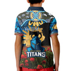 Personalised Titans Rugby ANZAC Day Kid Polo Shirt Last Post Poppy We Will Remember Them
