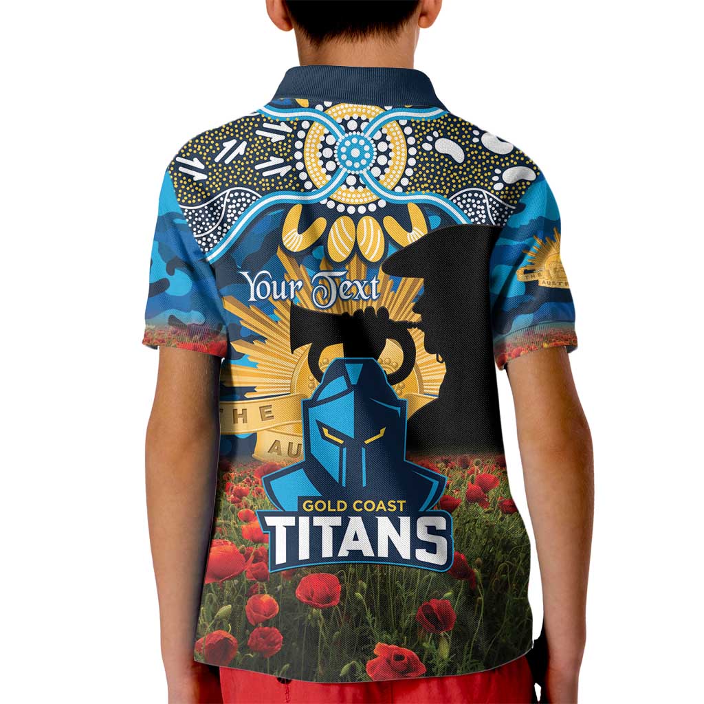 Personalised Titans Rugby ANZAC Day Kid Polo Shirt Last Post Poppy We Will Remember Them
