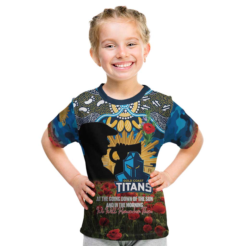 Personalised Titans Rugby ANZAC Day Kid T Shirt Last Post Poppy We Will Remember Them
