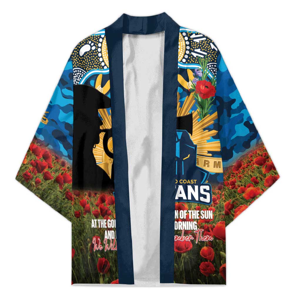 Personalised Titans Rugby ANZAC Day Kimono Last Post Poppy We Will Remember Them