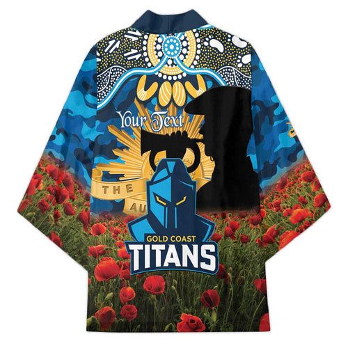 Personalised Titans Rugby ANZAC Day Kimono Last Post Poppy We Will Remember Them