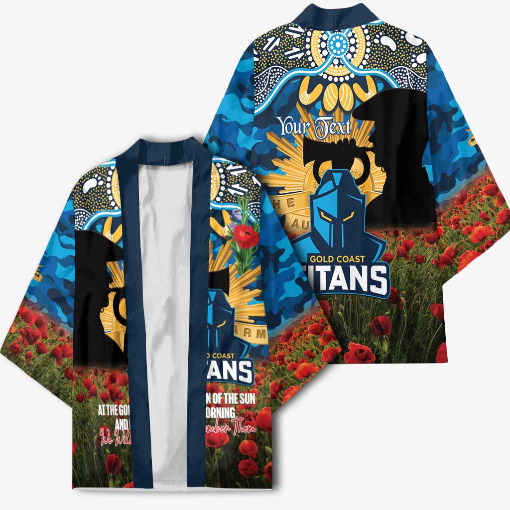 Personalised Titans Rugby ANZAC Day Kimono Last Post Poppy We Will Remember Them