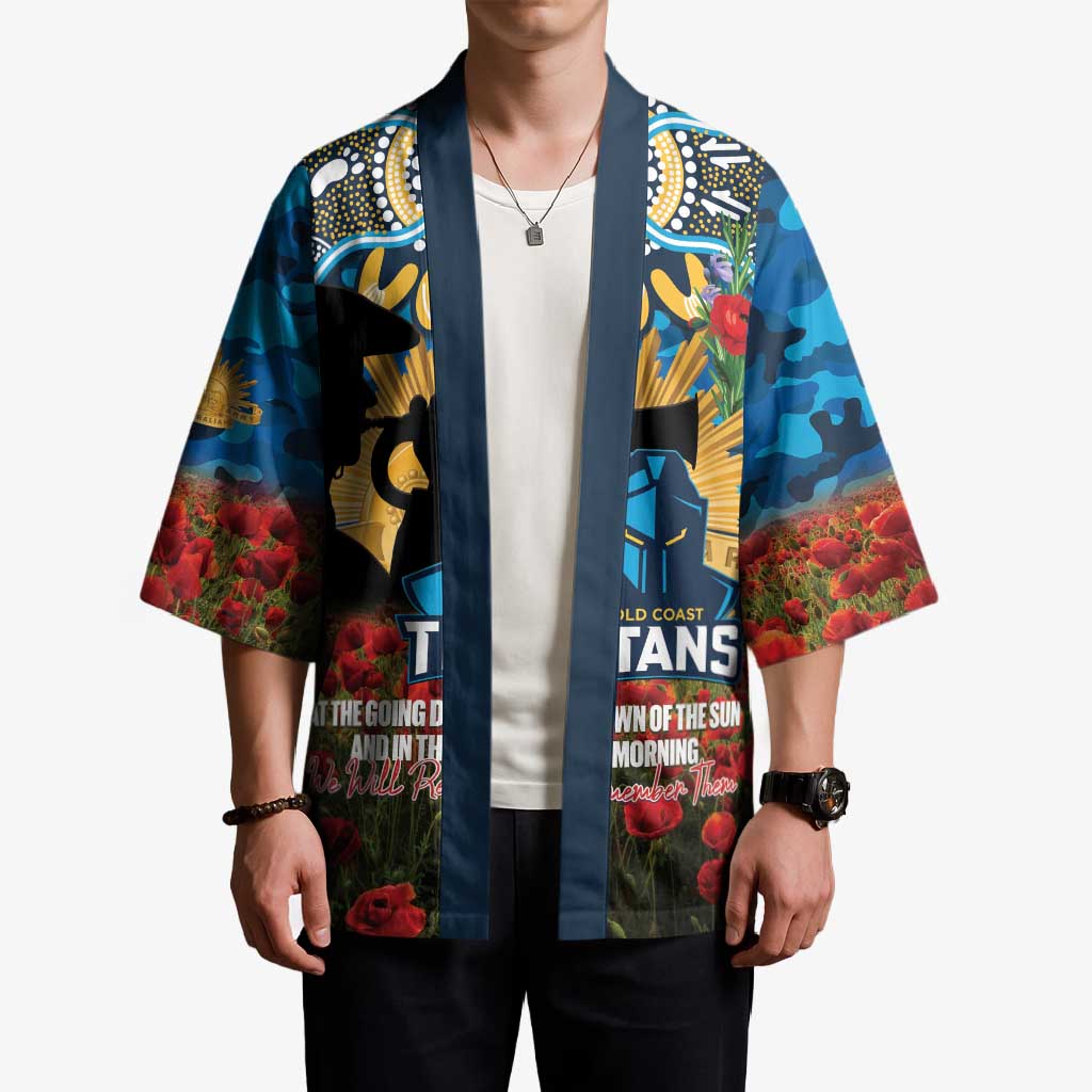 Personalised Titans Rugby ANZAC Day Kimono Last Post Poppy We Will Remember Them