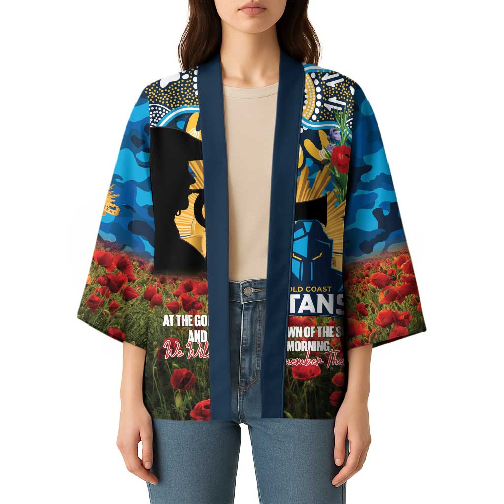Personalised Titans Rugby ANZAC Day Kimono Last Post Poppy We Will Remember Them