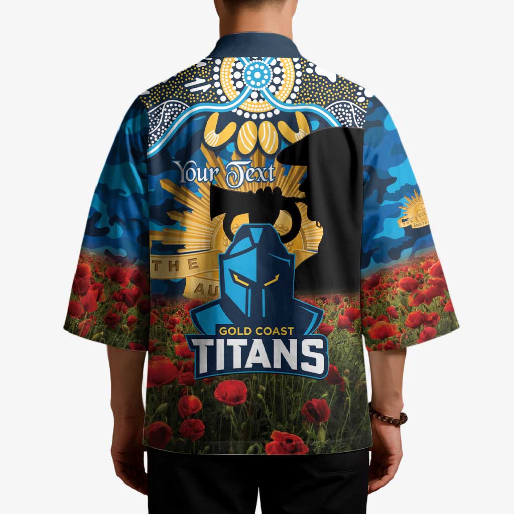 Personalised Titans Rugby ANZAC Day Kimono Last Post Poppy We Will Remember Them