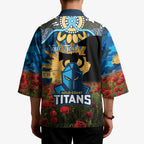Personalised Titans Rugby ANZAC Day Kimono Last Post Poppy We Will Remember Them