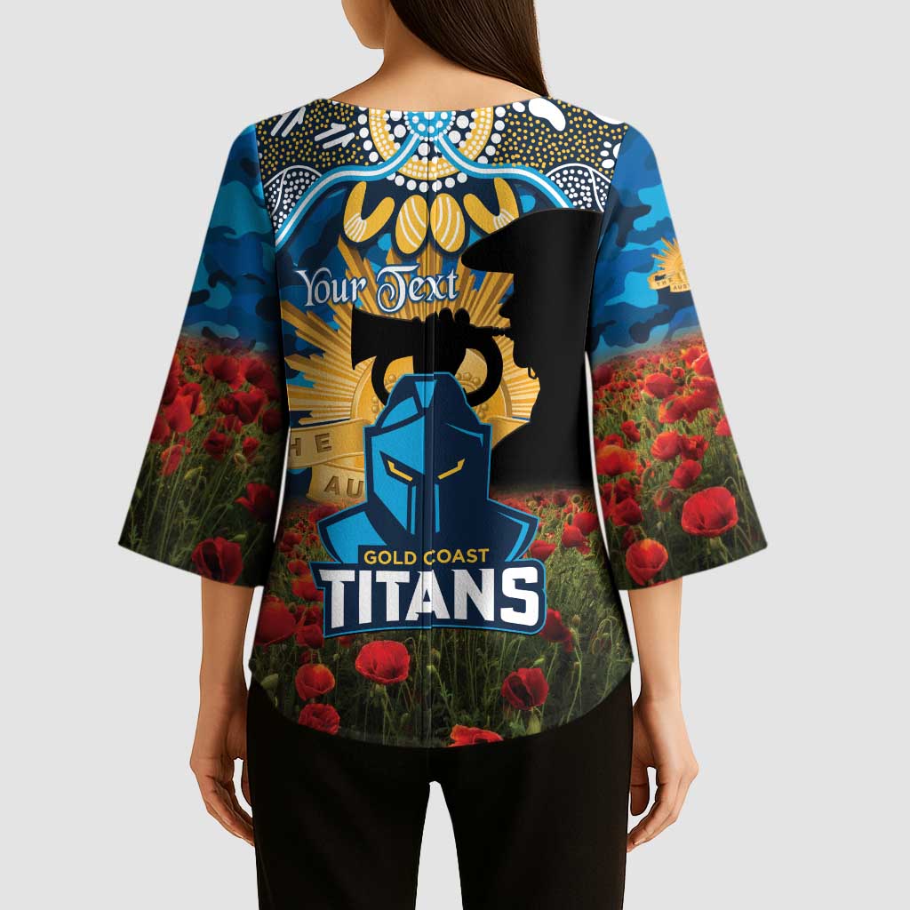 Personalised Titans Rugby ANZAC Day Kimono Sleeve Blouse Last Post Poppy We Will Remember Them