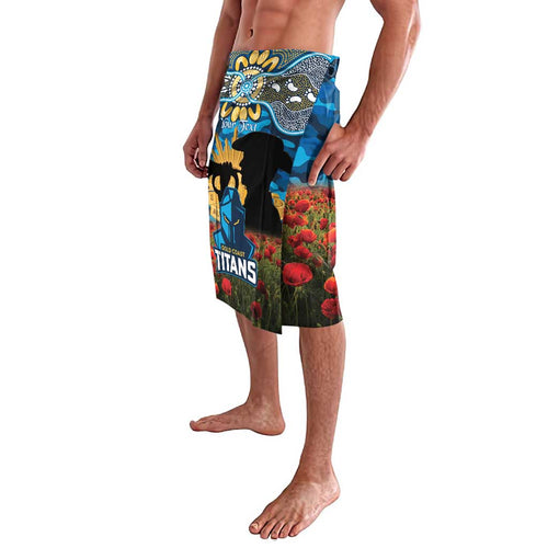 Personalised Titans Rugby ANZAC Day Lavalava Last Post Poppy We Will Remember Them