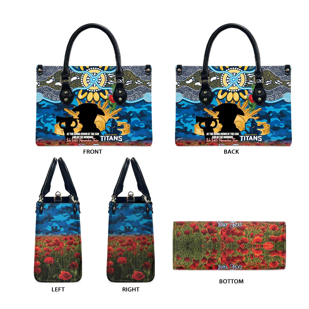Personalised Titans Rugby ANZAC Day Leather Bag Last Post Poppy We Will Remember Them