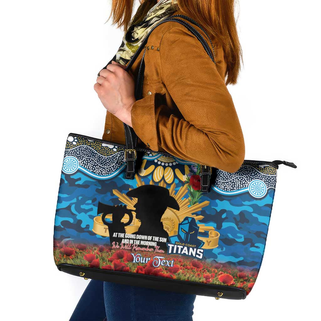Personalised Titans Rugby ANZAC Day Leather Tote Bag Last Post Poppy We Will Remember Them