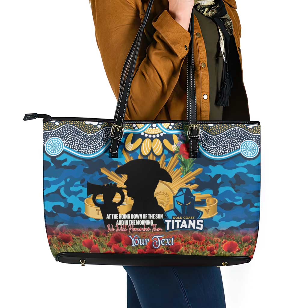Personalised Titans Rugby ANZAC Day Leather Tote Bag Last Post Poppy We Will Remember Them