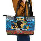 Personalised Titans Rugby ANZAC Day Leather Tote Bag Last Post Poppy We Will Remember Them