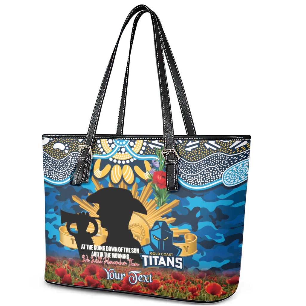 Personalised Titans Rugby ANZAC Day Leather Tote Bag Last Post Poppy We Will Remember Them