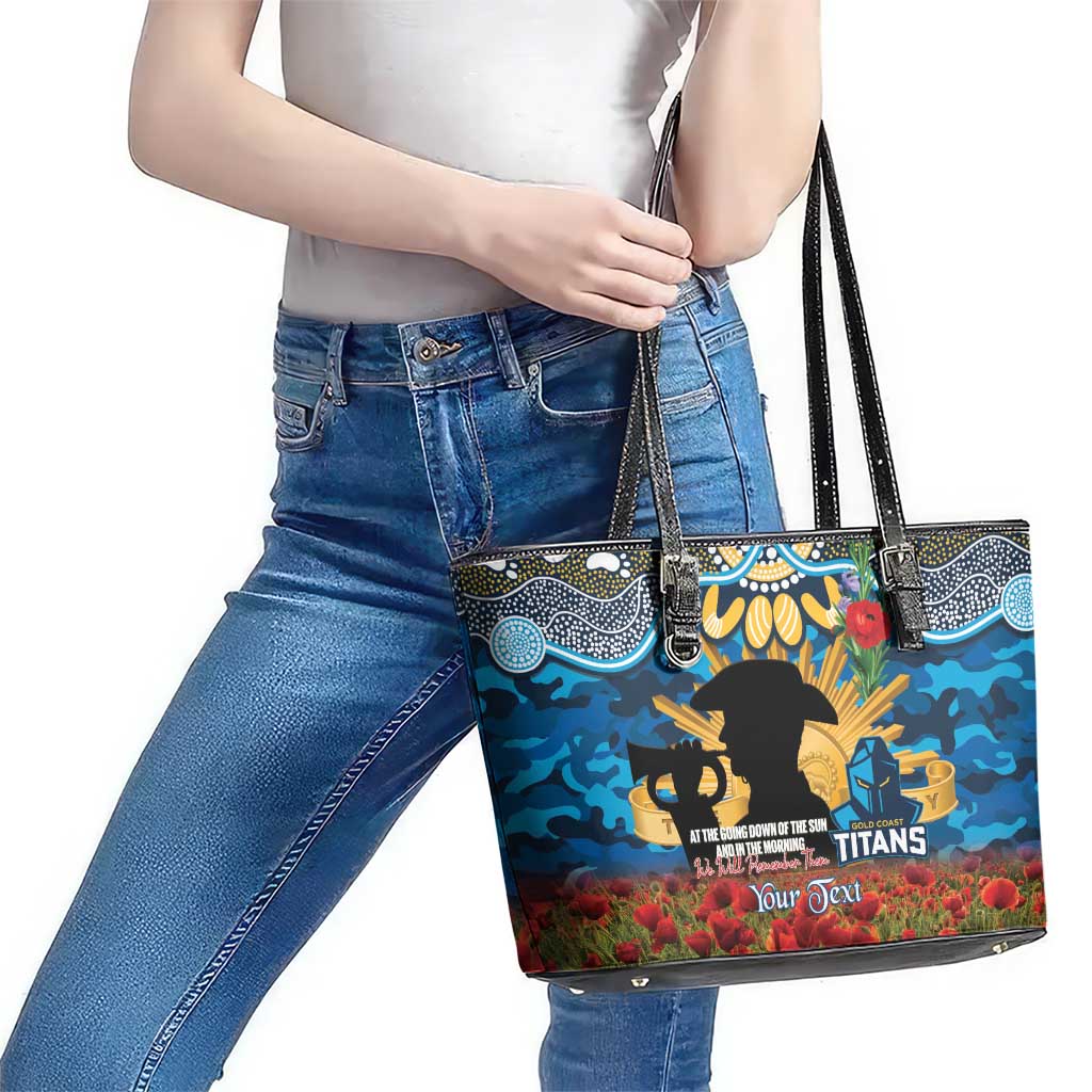 Personalised Titans Rugby ANZAC Day Leather Tote Bag Last Post Poppy We Will Remember Them