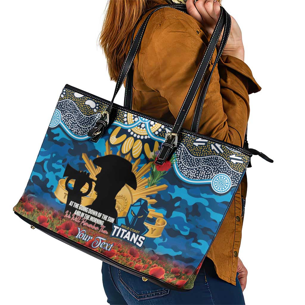 Personalised Titans Rugby ANZAC Day Leather Tote Bag Last Post Poppy We Will Remember Them
