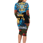 Personalised Titans Rugby ANZAC Day Long Sleeve Bodycon Dress Last Post Poppy We Will Remember Them