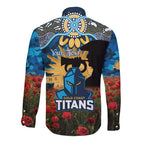 Personalised Titans Rugby ANZAC Day Long Sleeve Button Shirt Last Post Poppy We Will Remember Them
