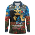 Personalised Titans Rugby ANZAC Day Long Sleeve Polo Shirt Last Post Poppy We Will Remember Them