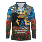 Personalised Titans Rugby ANZAC Day Long Sleeve Polo Shirt Last Post Poppy We Will Remember Them