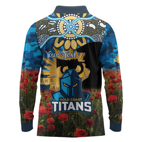 Personalised Titans Rugby ANZAC Day Long Sleeve Polo Shirt Last Post Poppy We Will Remember Them