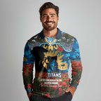 Personalised Titans Rugby ANZAC Day Long Sleeve Polo Shirt Last Post Poppy We Will Remember Them