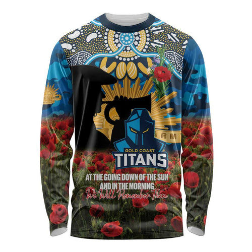 Personalised Titans Rugby ANZAC Day Long Sleeve Shirt Last Post Poppy We Will Remember Them