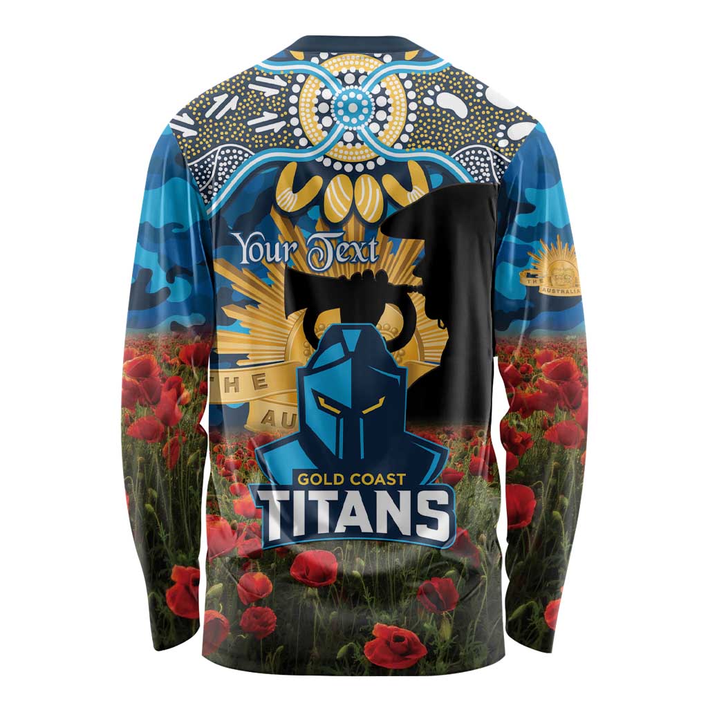 Personalised Titans Rugby ANZAC Day Long Sleeve Shirt Last Post Poppy We Will Remember Them