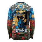 Personalised Titans Rugby ANZAC Day Long Sleeve Shirt Last Post Poppy We Will Remember Them