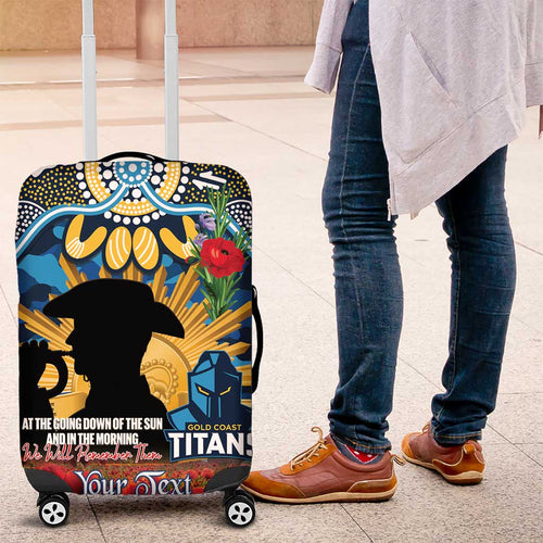 Personalised Titans Rugby ANZAC Day Luggage Cover Last Post Poppy We Will Remember Them