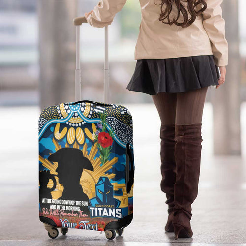 Personalised Titans Rugby ANZAC Day Luggage Cover Last Post Poppy We Will Remember Them