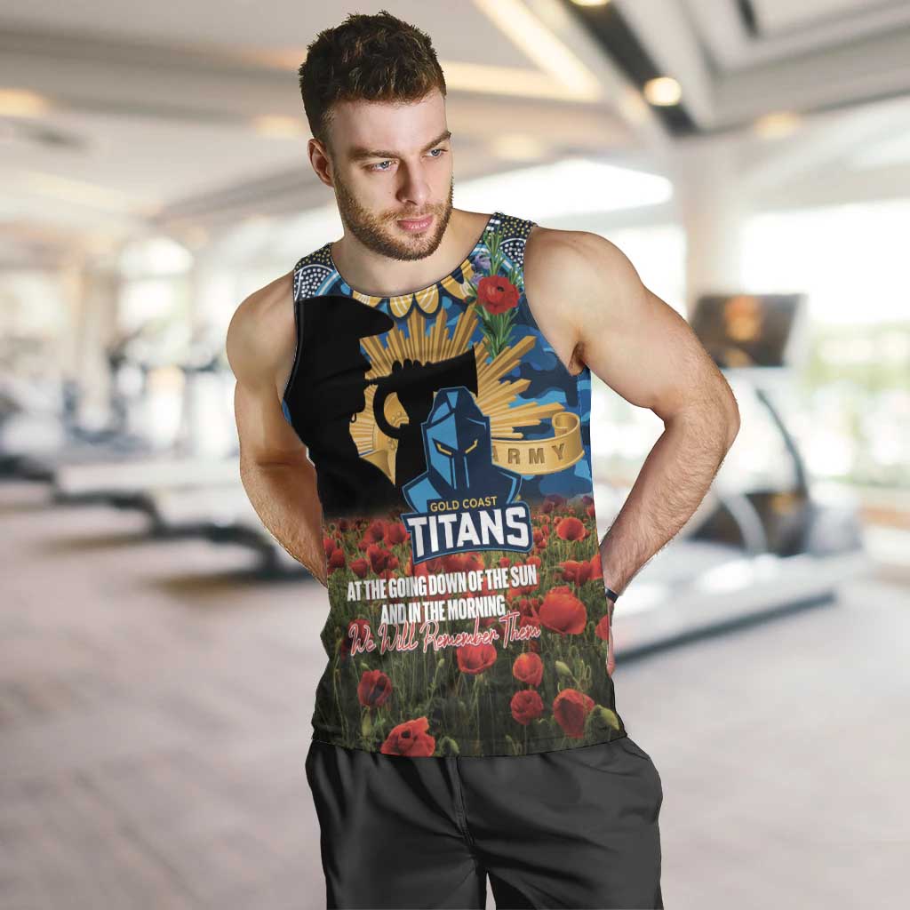 Personalised Titans Rugby ANZAC Day Men Tank Top Last Post Poppy We Will Remember Them