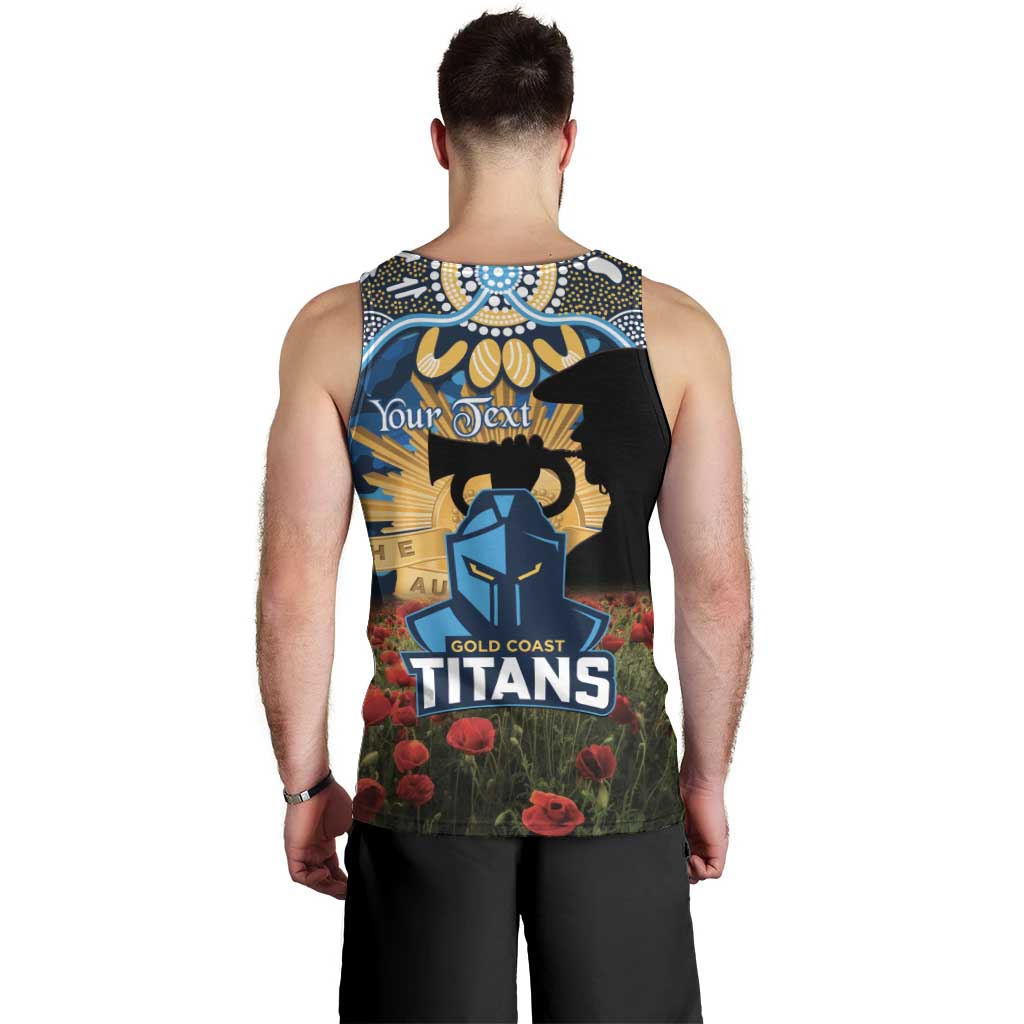 Personalised Titans Rugby ANZAC Day Men Tank Top Last Post Poppy We Will Remember Them