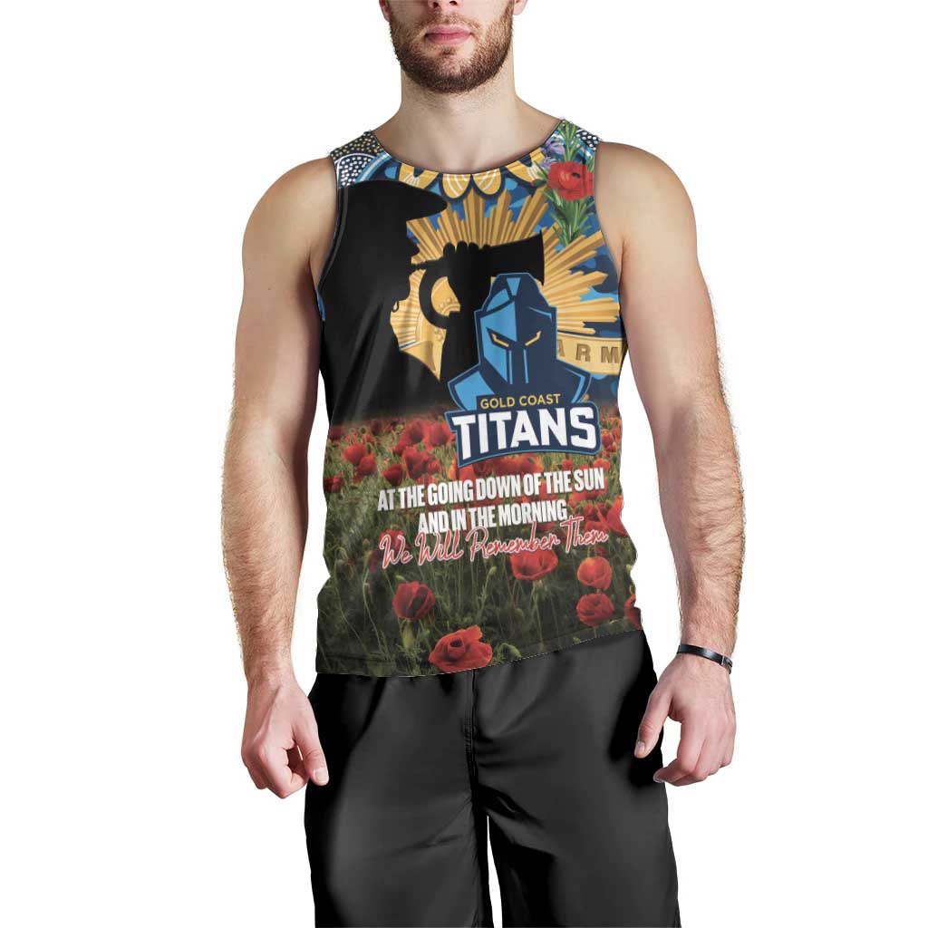 Personalised Titans Rugby ANZAC Day Men Tank Top Last Post Poppy We Will Remember Them