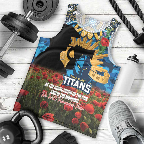 Personalised Titans Rugby ANZAC Day Men Tank Top Last Post Poppy We Will Remember Them