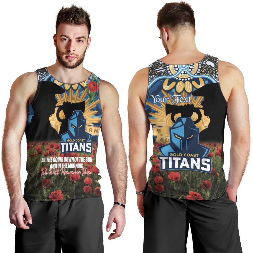 Personalised Titans Rugby ANZAC Day Men Tank Top Last Post Poppy We Will Remember Them
