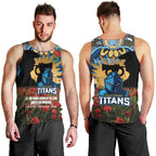 Personalised Titans Rugby ANZAC Day Men Tank Top Last Post Poppy We Will Remember Them