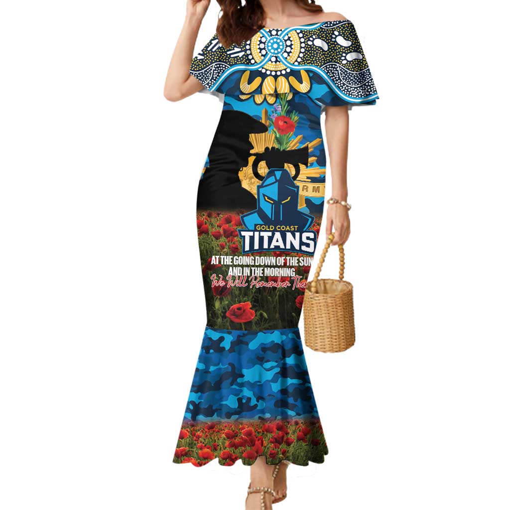 Personalised Titans Rugby ANZAC Day Mermaid Dress Last Post Poppy We Will Remember Them