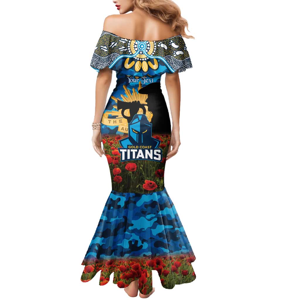 Personalised Titans Rugby ANZAC Day Mermaid Dress Last Post Poppy We Will Remember Them