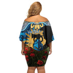 Personalised Titans Rugby ANZAC Day Off Shoulder Short Dress Last Post Poppy We Will Remember Them