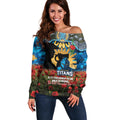 Personalised Titans Rugby ANZAC Day Off Shoulder Sweater Last Post Poppy We Will Remember Them
