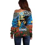 Personalised Titans Rugby ANZAC Day Off Shoulder Sweater Last Post Poppy We Will Remember Them