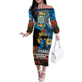 Personalised Titans Rugby ANZAC Day Off The Shoulder Long Sleeve Dress Last Post Poppy We Will Remember Them