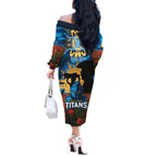 Personalised Titans Rugby ANZAC Day Off The Shoulder Long Sleeve Dress Last Post Poppy We Will Remember Them