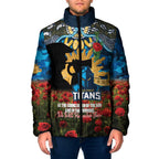 Personalised Titans Rugby ANZAC Day Padded Jacket Last Post Poppy We Will Remember Them