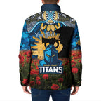 Personalised Titans Rugby ANZAC Day Padded Jacket Last Post Poppy We Will Remember Them