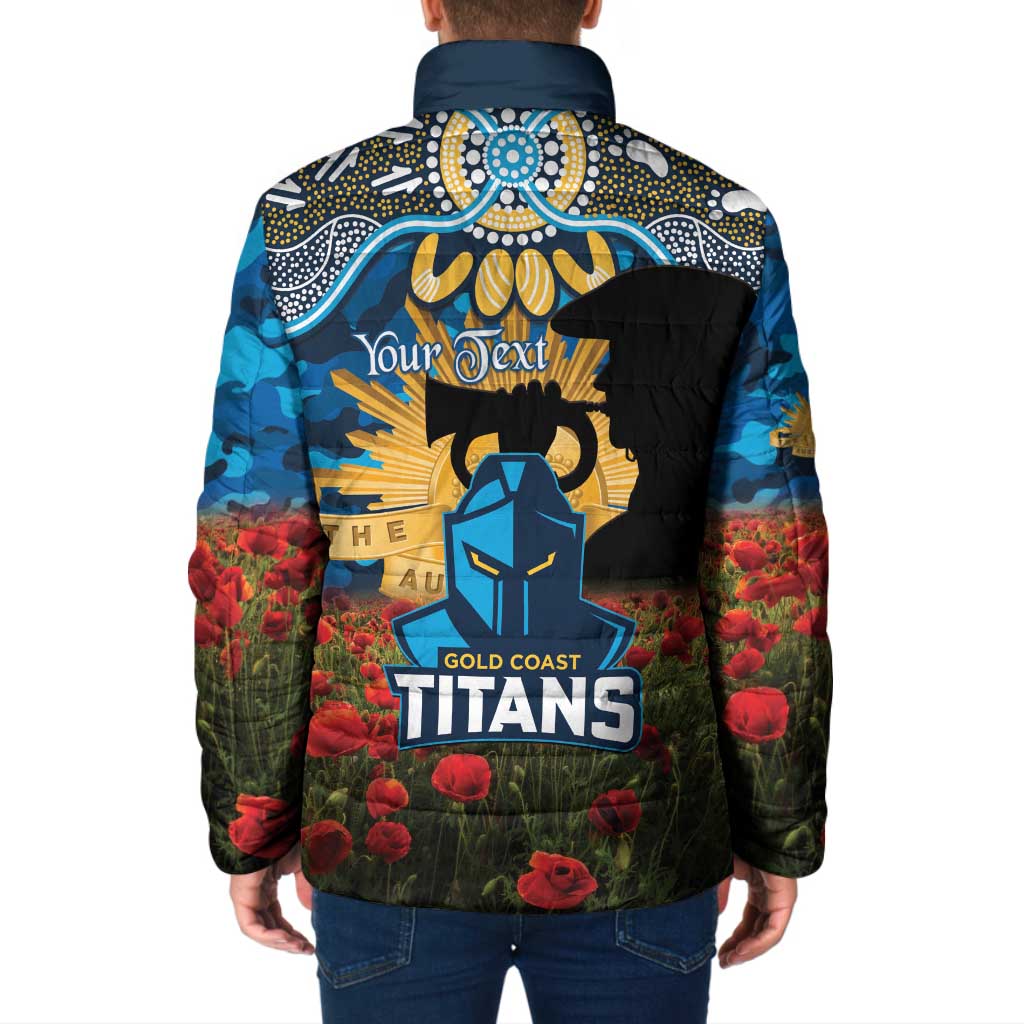 Personalised Titans Rugby ANZAC Day Padded Jacket Last Post Poppy We Will Remember Them