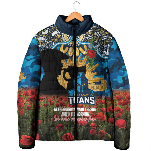 Personalised Titans Rugby ANZAC Day Padded Jacket Last Post Poppy We Will Remember Them