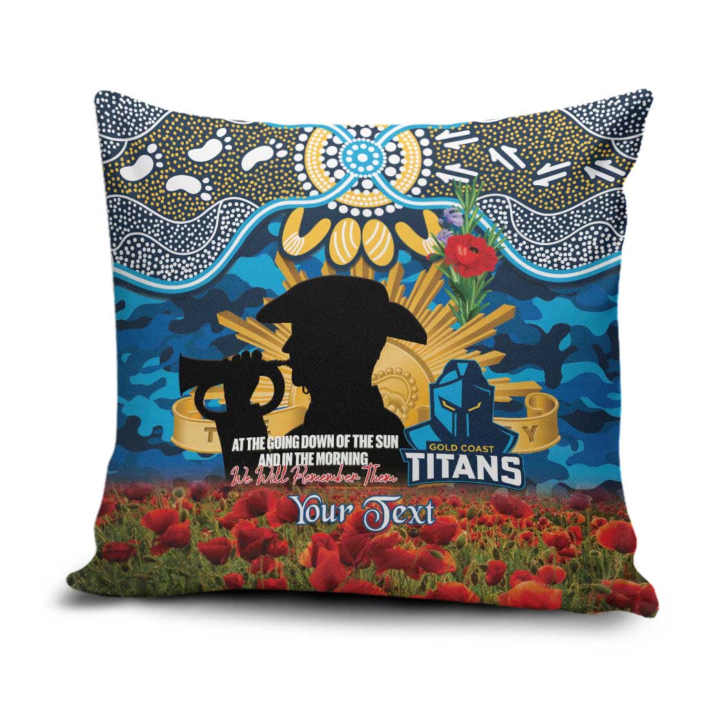 Personalised Titans Rugby ANZAC Day Pillow Cover Last Post Poppy We Will Remember Them