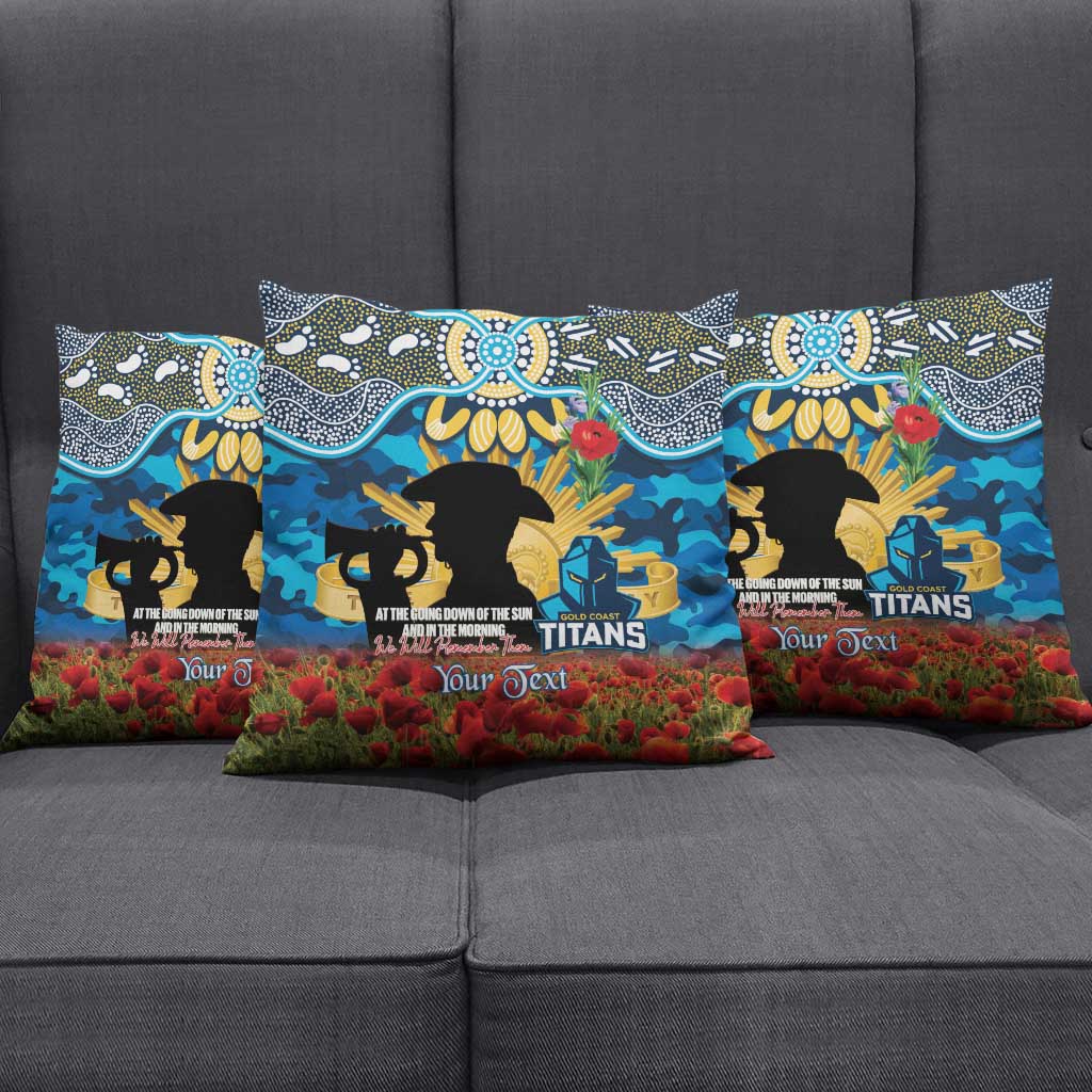 Personalised Titans Rugby ANZAC Day Pillow Cover Last Post Poppy We Will Remember Them