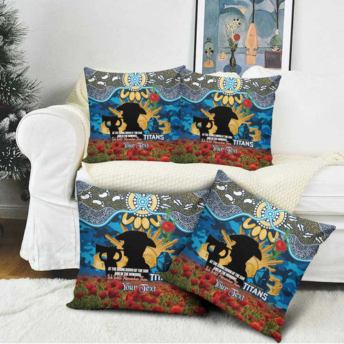 Personalised Titans Rugby ANZAC Day Pillow Cover Last Post Poppy We Will Remember Them